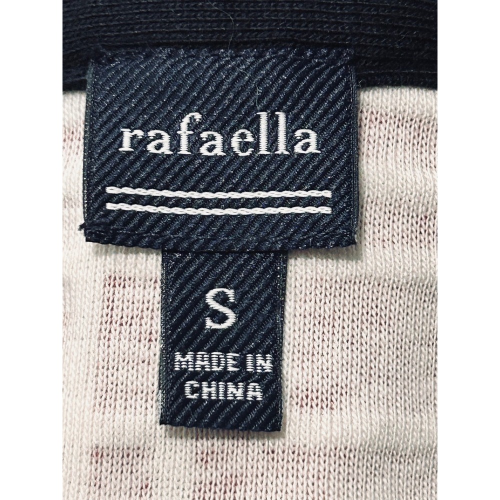 Rafaella Womens Red White Geometric Print Split V-Neck Cotton Knit Top Small - Picture 6 of 9